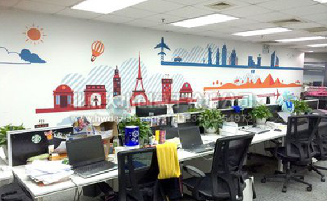 汨罗教你设计办公室墙绘的方法。